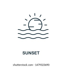 Sunset outline icon. Thin line concept element from tourism icons collection. Creative Sunset icon for mobile apps and web usage.