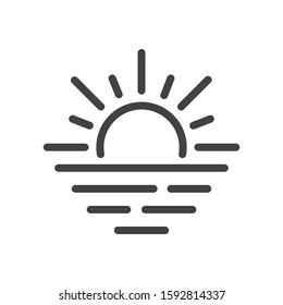 Sunset outline icon. Vector illustration.