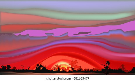 Sunset over the forest