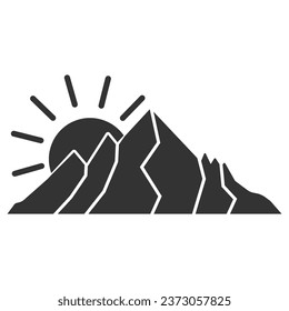 Sunset over a mountain. Vector icon