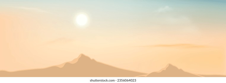 sunset over mountains with beautiful sky vector background