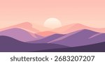 sunset over mountains vector illustration