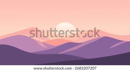 sunset over mountains vector illustration
