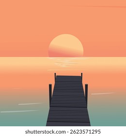 Sunset over the Ocean illustration