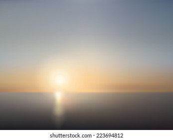 sunset over ocean landscape vector illustration -trendy soft blurred ocean view