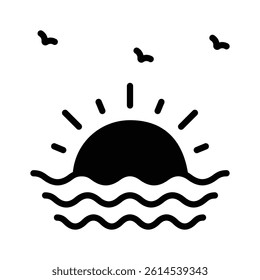 A sunset over the ocean representing tropical vacations and relaxation.