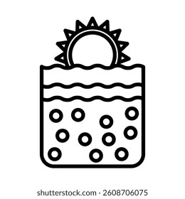 Sunset Over Ocean Vector Line Icon Design