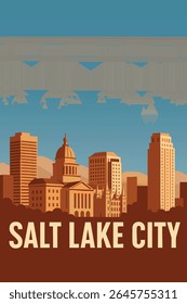 O pôr do sol sobre o horizonte de Salt Lake City, situado contra as montanhas majestosas, oferece uma vista deslumbrante que captura a beleza pacífica de ambas as paisagens urbanas