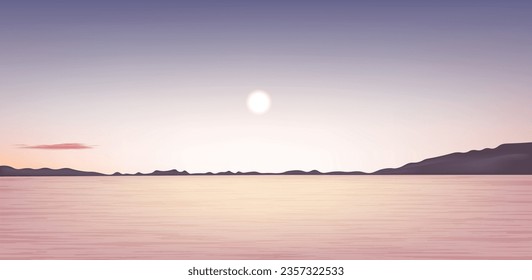 sunset over the sea with beautiful sky vector background