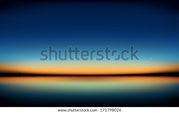海の上の夕日 夕暮れの地平線 ベクターイラスト のベクター画像素材