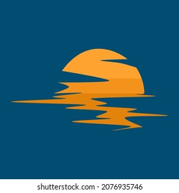 Sunset over sea. Sunset isolated on background. vector illustration