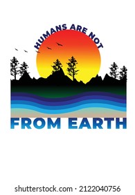 sunset over the sea, mountain with sea beach, humans are not from earth vector design