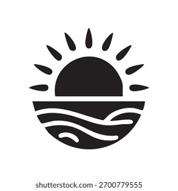 Sunset over the sea, sun, white, background.