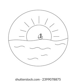 puesta de sol sobre el vector del mar