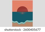 Sunset Over the Sea Vector Illustration for use.