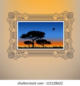 Sunset painting on the wall