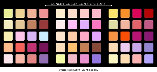 Sunset palette. Trend color palette guide template. An example of a color palette. Forecast of the future color trend. Match color combinations. Vector graphics. Eps 10.