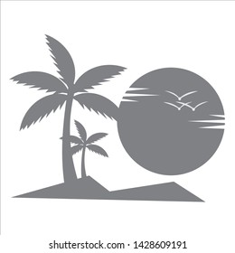 Sunset palm beach holiday logo vector image