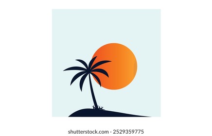 Ilustración de Imagen editable Sunset Palm Summer Pattern para su uso.