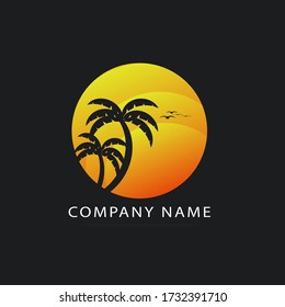 sunset with palm tree for company name.