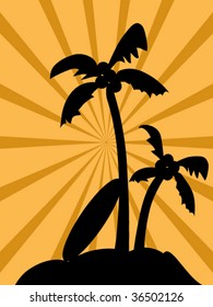 sunset at palm tree island