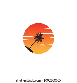 sunset palm vector illustration download