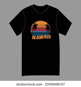 Sunset and Palms Hawaii Design for Summer Apparel
