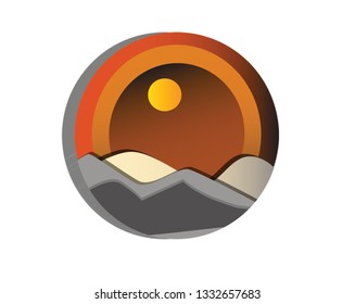 sunset paper cut from icon