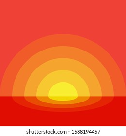 Sunset in paper cut idea for design element