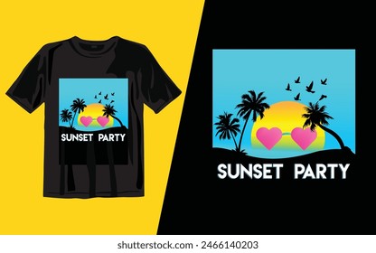  Sunset  Party t shirt design illustration vector