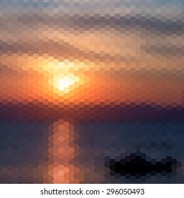 Sunset pattern of geometric shapes. Triangle vector background
