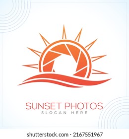 Sunset Pgotography modern creative premium logo design vector template