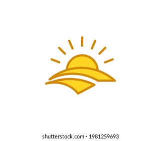 Icono de línea premium de puesta al sol. Pictograma sencillo de alta calidad. Iconos modernos de estilo de contorno. Ilustración vectorial de trazo sobre un fondo blanco. 