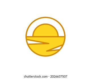 Das Symbol für die Premium-Linie Sunset. Einfaches hochwertiges Piktogramm. Moderne Kontursymbole. Schlagt Vektorgrafik auf weißem Hintergrund. 