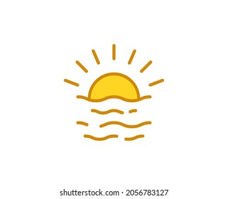 Sunset premium line icon. Simple high quality pictogram. Modern outline style icons. Stroke vector illustration on a white background. 