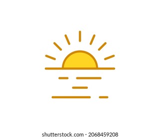 Das Symbol für die Premium-Linie Sunset. Einfaches hochwertiges Piktogramm. Moderne Kontursymbole. Schlagt Vektorgrafik auf weißem Hintergrund. 