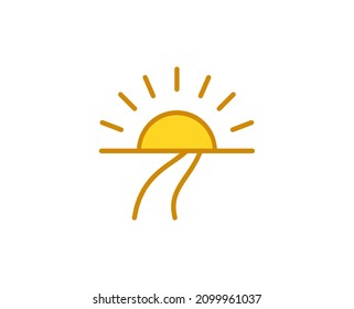 Das Symbol für die Premium-Linie Sunset. Einfaches hochwertiges Piktogramm. Moderne Kontursymbole. Schlagt Vektorgrafik auf weißem Hintergrund. 