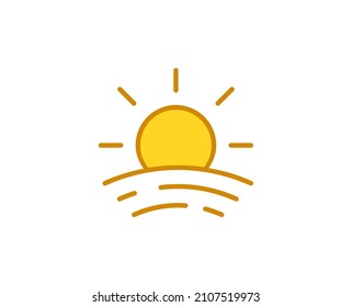 Sunset premium line icon. Simple high quality pictogram. Modern outline style icons. Stroke vector illustration on a white background. 