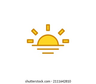 Icono de línea premium de puesta al sol. Pictograma sencillo de alta calidad. Iconos modernos de estilo de contorno. Ilustración vectorial de trazo sobre un fondo blanco. 
