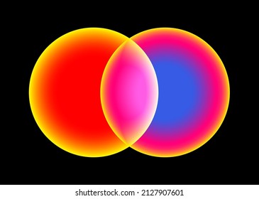 Sunset   rainbow projector lamps and orange  yellow  blue   pink light black background  Neon gradient effect circle overlay 