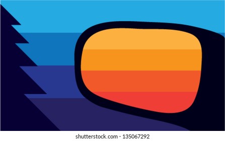 Sunset in rear view mirror