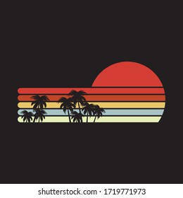 Sonnenuntergang, Retrohintergrund für Hemddesign