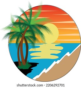 sunset retro landscape design, sunset t-shirt design