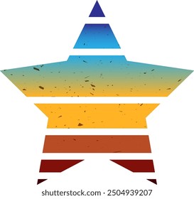 Puesta de sol en forma retro. Logotipo colorido de la playa de vacaciones
