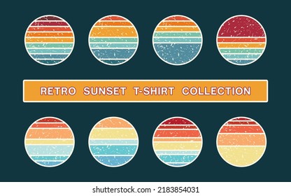 Sunset retro t shirt collection vector design