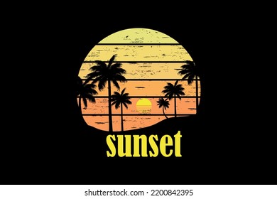 Sunset retro vintage landscape design