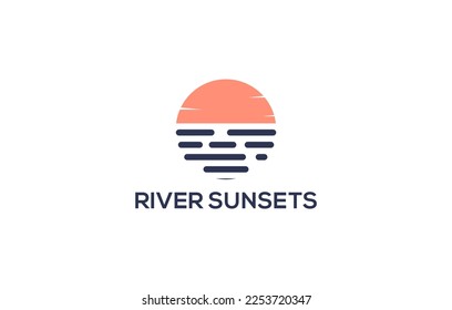 sunset river modern minimalist logo design