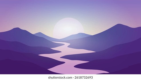 sunset and river in the mountains wallpaper