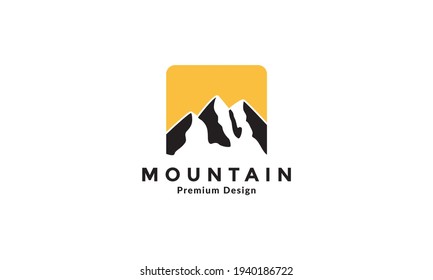 Sonnenuntergang mit dem Logo der Bergkette Vektorsymbol - Design-Illustration