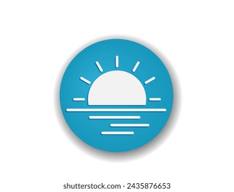 sunset round icon. vacation, summer, sun and sea symbol. vector color illustration for tourism design
